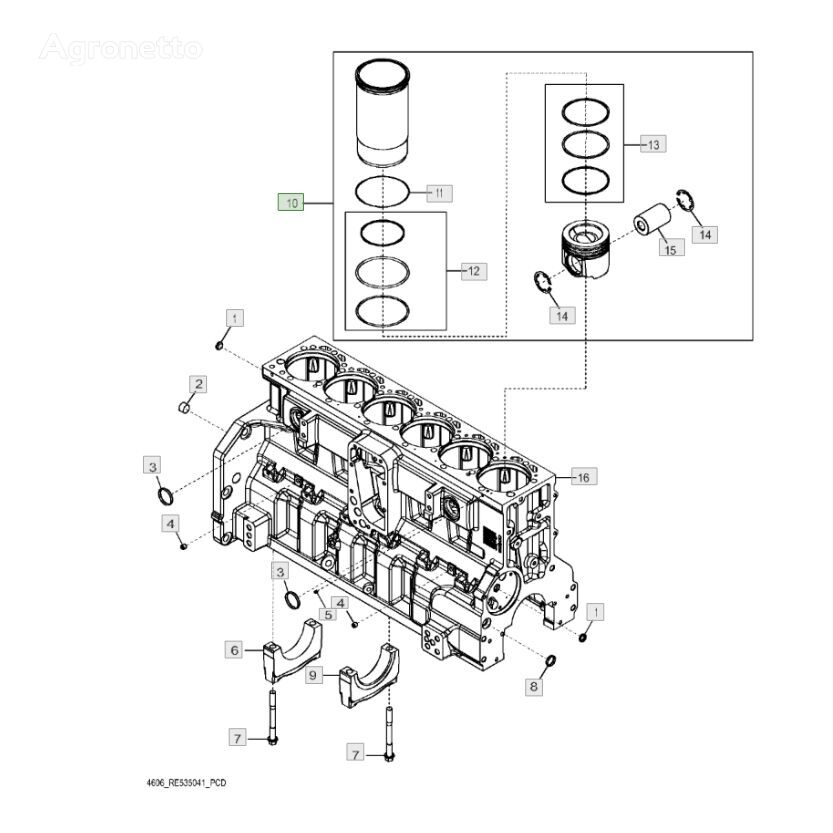 piston-liner kit, t3, 13.5l Part kit de reparación para John Deere tractor de ruedas